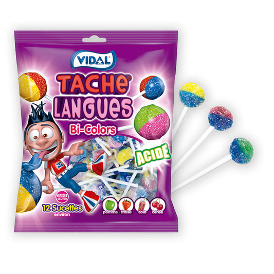 Sachet Sucettes Tache Langues Bi-Colors - 96g