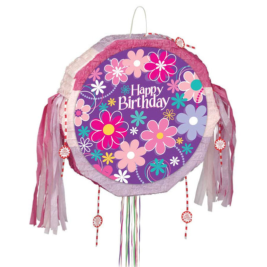 Pinata happy birthday fleurs (48 cm)